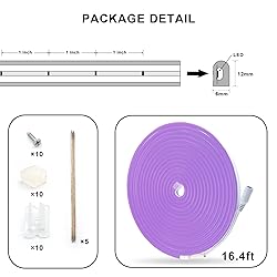 14400lm LED Neon Flex with Clips, 16.4ft Neon Rope