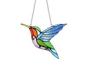 KARHUIMOYI Handcrafted Stained Glass Hummingbird Tiffany Style Stained Glass Window Panels Sun Catcher Bird