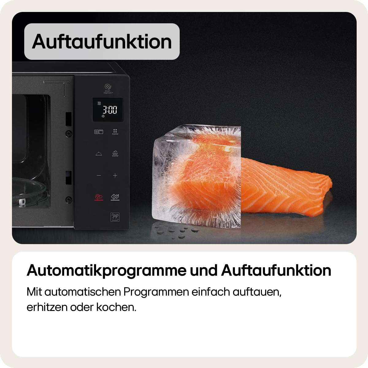 LG MH6535GDS Mikrowelle (25 L, 1000 W) mit Grill (LED-Display, Smart Inverter Technologie, pflegeleicht), Schwarz 5