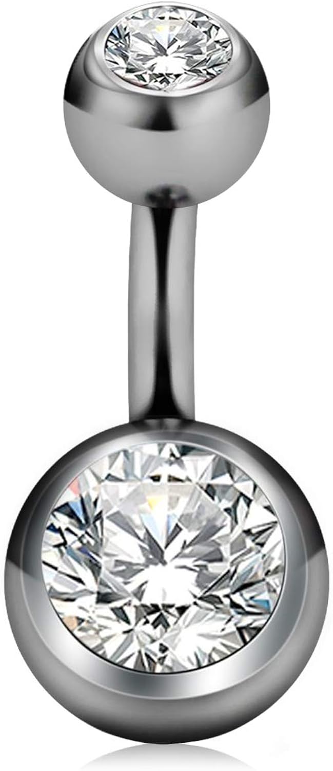 CIZME G23 Titanium Short Belly Button Rings Navel Bar 6mm 14G Barbell