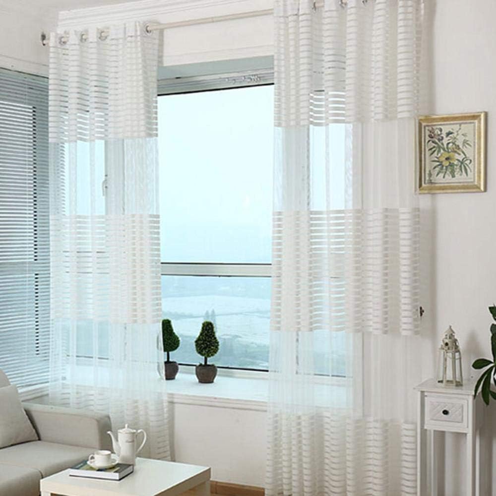 Amazon.de: Tonsee Transparent Voile Gardinen Einfarbig Streifen