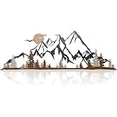 Demissle Mountain Range Metal Wall Art Decor Summit Rustic Wall Sign Forest Home Decor Sign Mountain Scene Art, 15.7 x 5.3 Inch(Colorful)