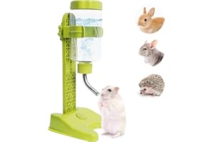 VANNON Pet Standing Water Dispenser Top Fill Dog Water Bottle Dispenser with Stand Leakproof Pet Slow Water Bottle for Small Animals, 13oz, BPA Free, Adjustable Height, Green