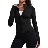YIPINK Running Workout Jackets for Woman Lightweight Athletic Tops Slim Fit Yoga Sportwear with Thumb Holes Full Zip