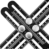 Multi Angle Measuring Ruler - Housolution Aluminum Angle  Template Tool, Four-sided Measuring Tool Angle Finder Protractor Layout Tool Angle Ruler for Handymen Builders Craftsmen Carpenter (Black)