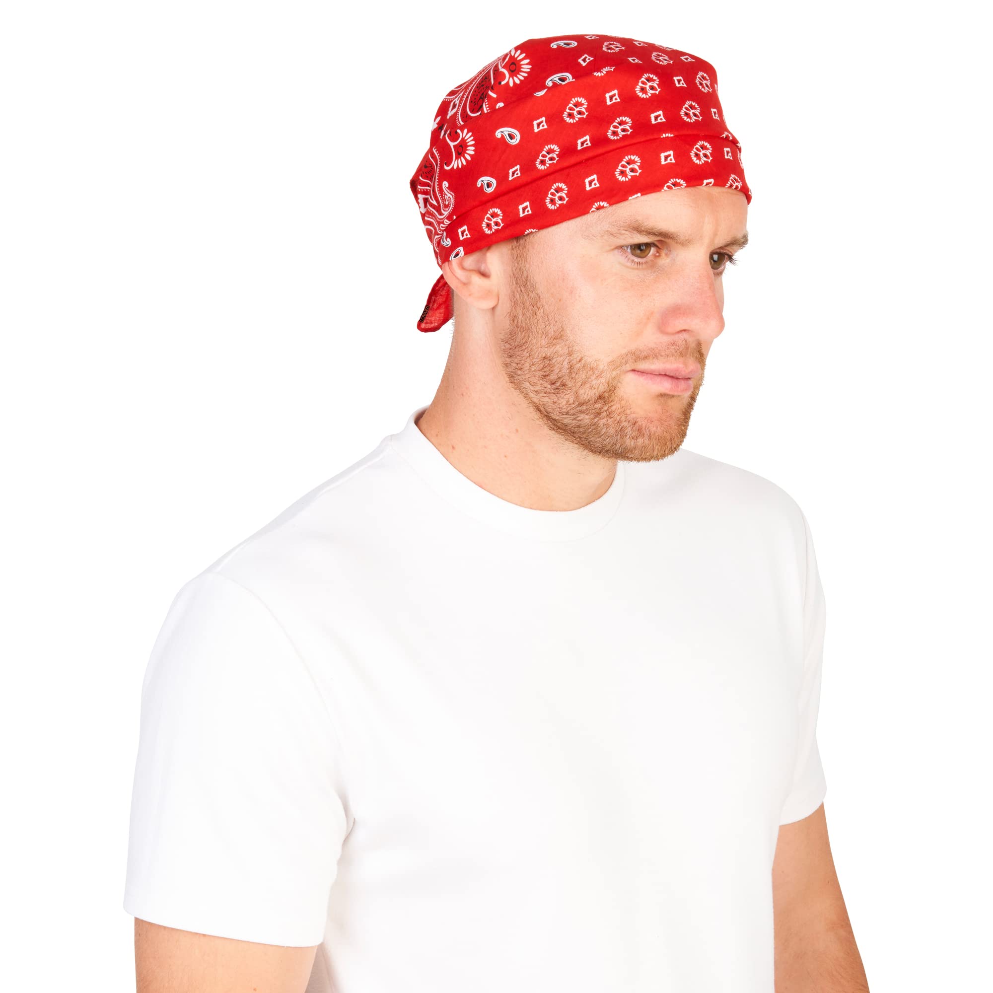 Bandana Rot für Damen & Herren - Baumwolle Kopftücher - Sommer & Winter 9