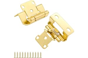 DONANIM Semi Wrap Overylay Cabinet Hinges Gold, 60 Pack 30 Pairs Partial Wrap Self Closing Kitchen Cabinet Hinges,Brushed Gold Hidden Cabinet Hinge for Face Frame Cabinet Doors