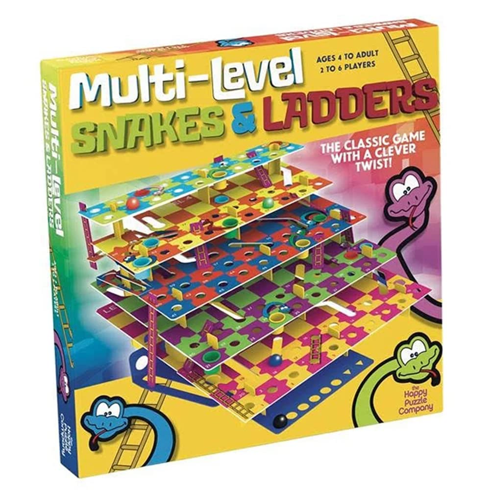 The Happy Puzzle Company - Multi-Level Snakes & Ladders - The Classic Game with a Clever Twist - Climb your Way Up the Ladders to the Next Level - Learn Sequencing & Visual Perception Skills - Ages 4+