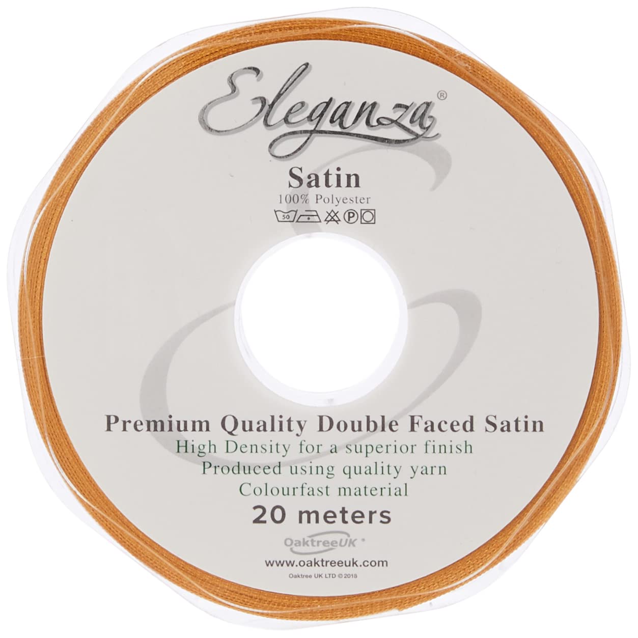 ELEGANZA Double Faced Satin 15mm x 20m Gold No.35, 15 mm x 20 m