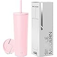 Simple Modern Insulated Tumbler with Lid and Straw | Iced Coffee Cup Reusable Stainless Steel Water Bottle Travel Mug | Gifts for Women Men Her Him | Classic Collection | 28oz | Blush