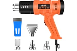 LJPXHHU Heat Gun 1850W 1.5s Fast Heat Heavy Duty Hot Air Gun Good Temp Control 122℉-1112℉(50-600℃）Overheat Protection 2 Speed with 4 Nozzles for DIY Craft Shrink PVC Tubing Vinyl Wrap Stripping Paint Resin