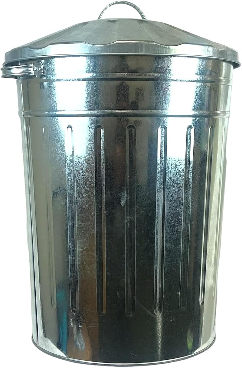 OptiProducts Metal Bin 90 Litre Galvanised Garden Rubbish Bin UK