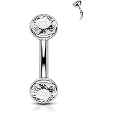 COCHARM G23 Solid Titanium Belly Button Rings 14G 8MM bar Belly Button Piercing Internally Thread Belly Navel Rings for Women