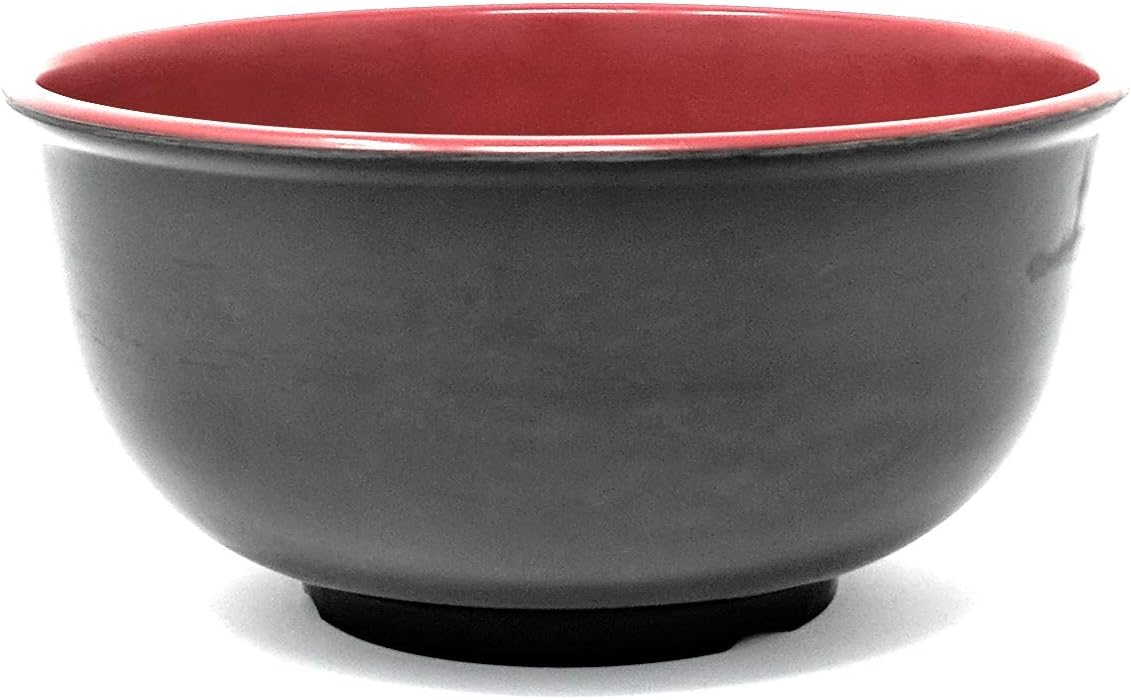 Seacoast Melamine Ramen Noodle/Soup Bowls Red and Black 28 Ounce (10, Bowls)