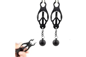 Nipple Clamps with Weights for Women, Stainless Steel Adjustable Nipple Clamp,Non-Piercing Nipple Rings Decorative Clip,Adjus