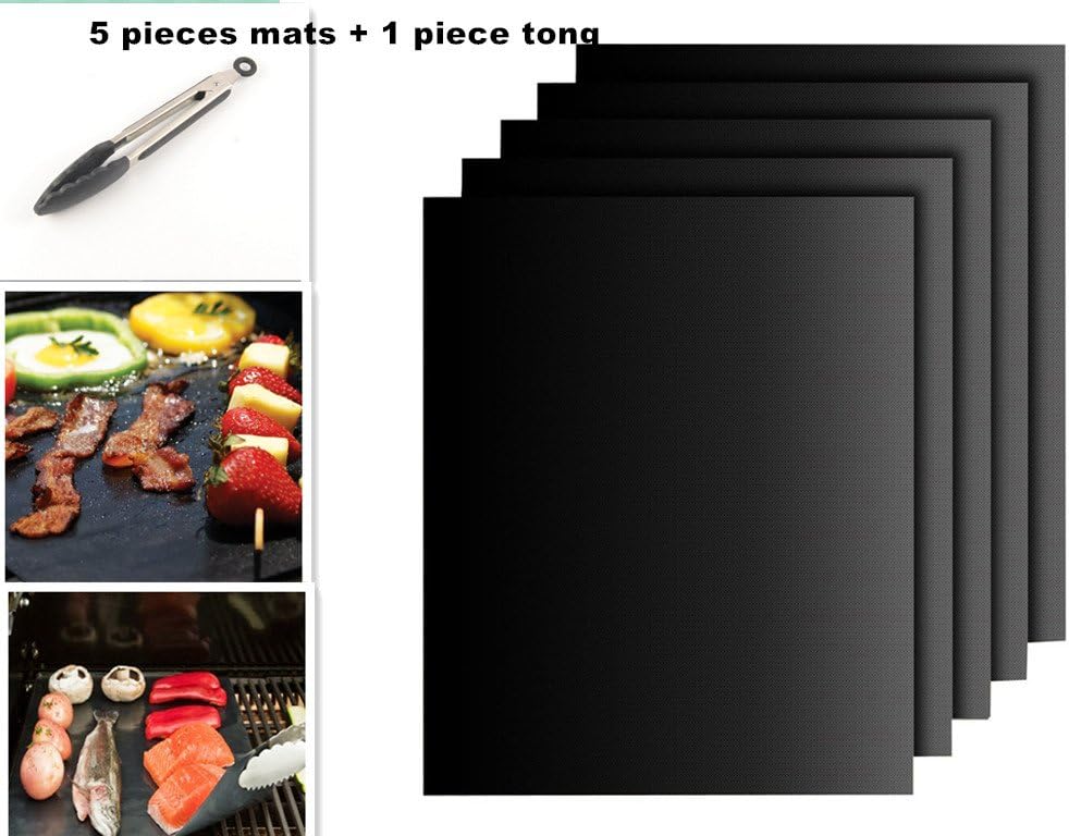 BBQ Grill Mats, Baking Mats,Heat Resistant Non-Stick Barbecue Sheets For Grilling Meat, Veggies, Seafood; Oven Liner Tray with Teflon Surface Cooking Mats; Great Equipment for Summer Picnic. 16" x 13" (6)