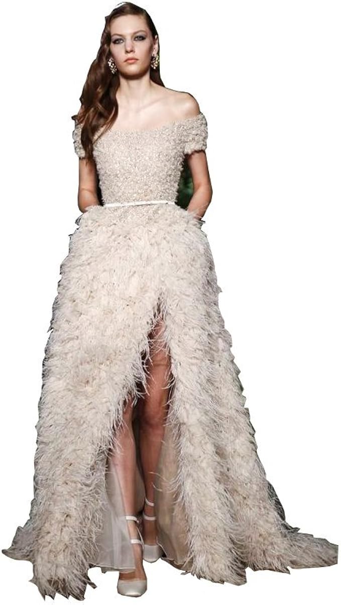feather wedding dress