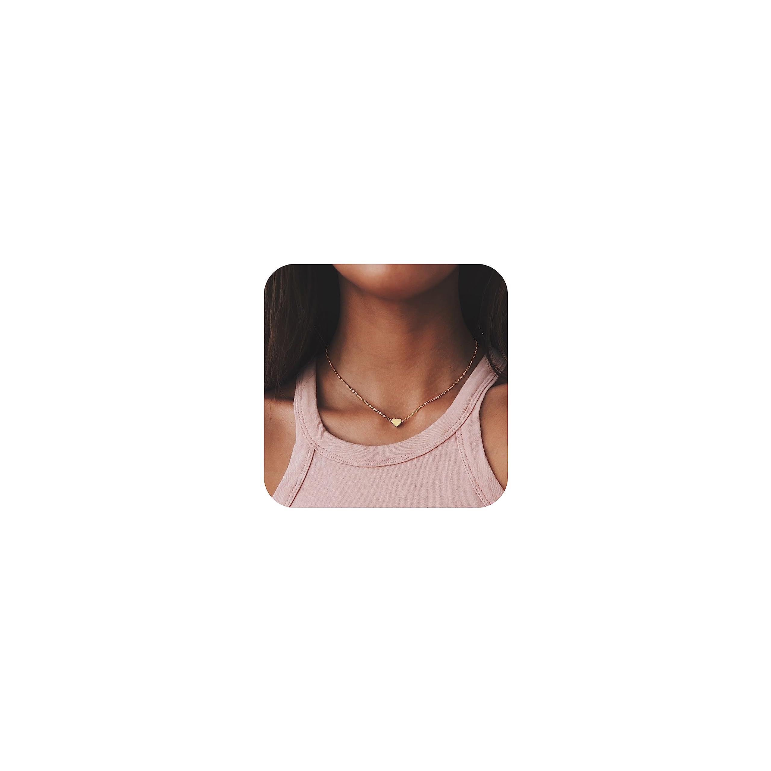 WFYOU Gold Heart Necklace for Women Dainty Tiny 14k