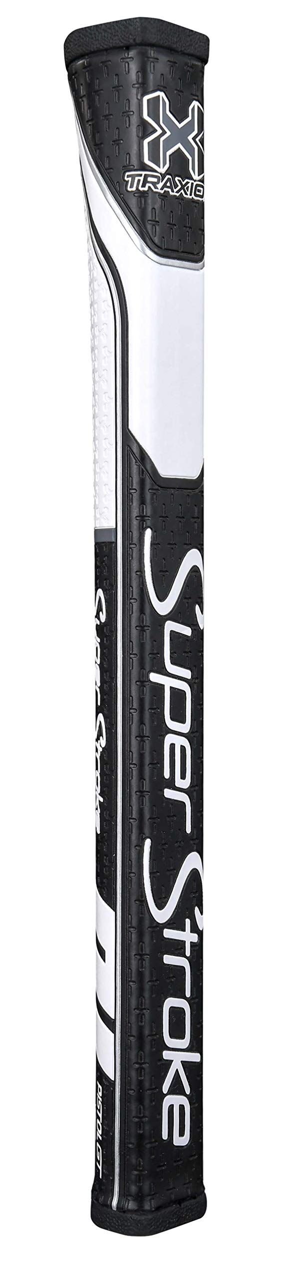 SuperStroke Traxion Pistol GT 1.0 Putter Grip | Improves Feedback and Tack, Enhances Feel and Comfort, No-Taper Technology, 10.50” in Length, Weighs 83g| White/Grey/Red (71200)