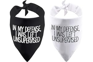 PWHAOO 2 Pack Funny Dog Bandana Bad Dog Bandana in My Defense I was Left Unsupervised Dog Bandana (in My Defense)