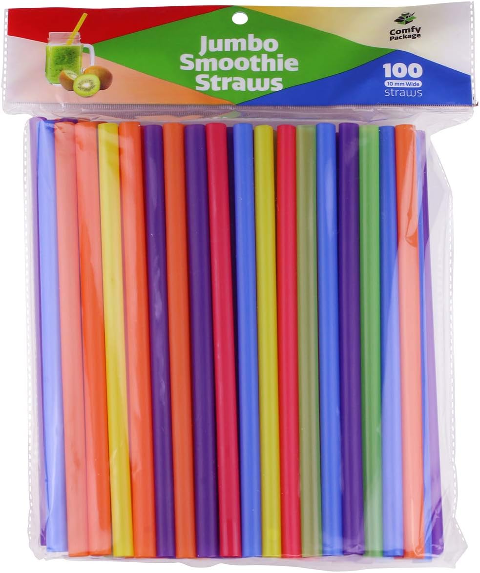 Jumbo Smoothie Straws, Assorted Colors [100 Pack]: Home & Kitchen