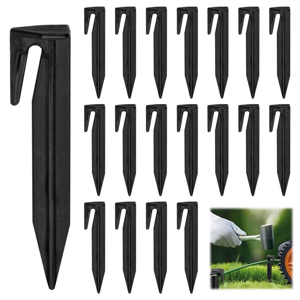 Aoyswuz 100 Pcs 8.5 cm Ground Spikes for Robotic Lawn Mower Plastic Standard Boundary Wire Peg, Robotic Lawnmower Hook Nails for Attaching Edge Cables to Lawns