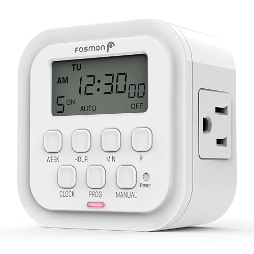 Fosmon 7 Day Digital Timers for Electrical Outlets, Indoor Plug-in ...