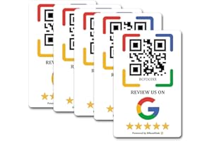 EFFASAFLINK Google Review PVC Card, Google Review Tap Tag, Google Review Sign, Boost Customer Reviews, Tap NFC & Scan QR Code, for iPhone & Android, One-time Purchase for Lifetime Use (White-5 Card)
