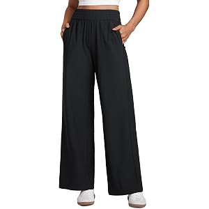 CRZ YOGA Drapey Wide Leg Casual Pants 28"/30" | Lightweight, Travel, Flowy, Loose Fit, Pockets, for Women
