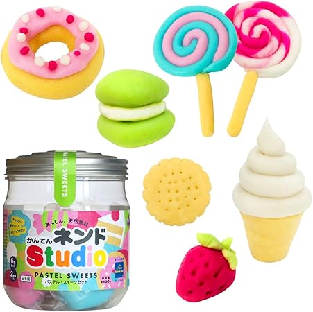 Amazon ボーネルンドオリジナル Bornelund Original かんてんネンドstudio パステル スイーツセット ピーチ ミント ソーダ カフェオレ ベリー しろ 寒天粘土 2歳頃 Ns004 おもちゃ おもちゃ
