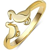 Peireara Duck Rings for Women 925 Sterling Silver Duck Gifts for Duck Lovers Duck Open Ring Cute Animal Duck Jewelry for Women