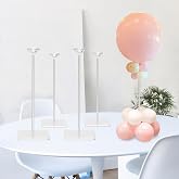 TekXYZ 15.75" Clear Acrylic Balloon Stand for Table Centerpiece, 4 Pack | Easy assembly, sturdy, reusable for any event. Durability and elegant appearance. Note: Balloons NOT included.