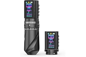 Wormhole Tattoo Gun Wireless Tattoo Machine Multi-function Tattoo Pen 2,300mAh Battery with Replacement Power Supply, Smart Display, 3 Working Modes, 7 Strokes Length for Artists