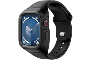 SURITCH Sport Band for Apple Watch Ultra 2/1 49mm & iWatch Series 9/8/7/6/5/4/SE3/SE2/SE 45mm 44mm 41mm 40mm, Soft Silicone Shockproof Rugged Protective Strap with Case for Women Men