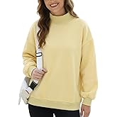 Yimoon Mock Neck Sweatshirt Women Oversized Turtleneck Sweatshirts Fleece Lined Pullover Trendy Outfit