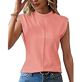 SKAYS Womens Sleeveless Loose Fit Mock Neck Summer Tank Top High Neck Soild Blouse Shirt Dressy Casual