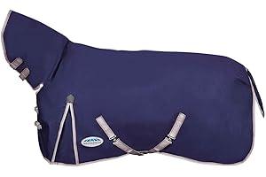 WeatherBeeta ComFiTec Essential Combo Neck Medium Horse Blanket, Navy/Silver/Red, 69"