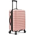 U.S. Traveler Boren Polycarbonate Hardside Rugged Travel Suitcase Luggage with 8 Spinner Wheels, Aluminum Handle, Pink, Checked-Large 30-Inch
