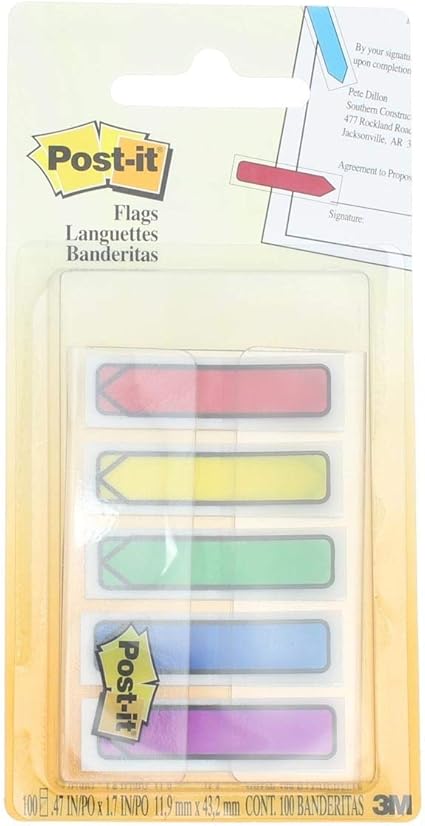 Amazon Com Post It 684arr1 Arrow 1 2 Inch Page Flags Blue Green Purple Red Yellow Color 100 Pack Furniture Decor