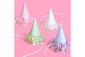 xo, Fetti Iridescent Foil Mini Party Hats, 10 pcs. | Cute Birthday Decorations, Bachelorette Hair Accessory, Kids Bday Outfit, Fun Dinner Celebration Decor
