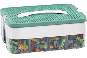 POSHIGE Stackable Toys Organizer Storage Case, Stackable Storage Container with 16 Big Compartments, Storage Box Compatible with Lego Storage Organizer, Calico Critter, Hot Wheels, Mini Action Figures