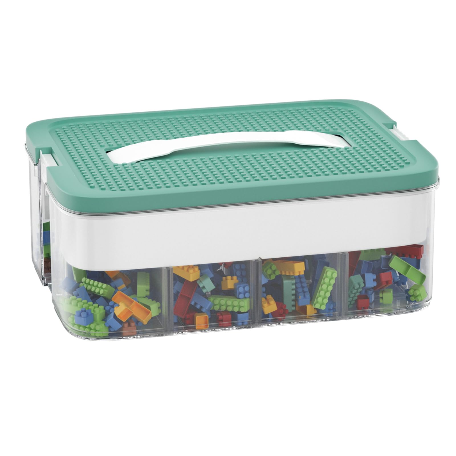 POSHIGE Stackable Toys Organizer Storage Case, Stackable Storage Container with 16 Big Compartments, Toy Box Compatible for Lego Storage Organizer, Calico Critter, Hot Wheels, Mini Toy Figures