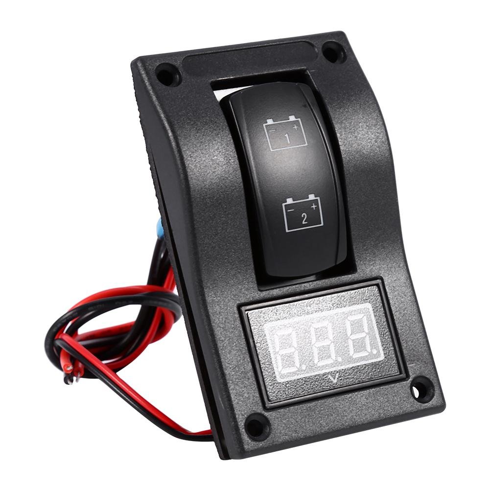 Battery Test Panel Rocker Switch LED Backlight Rocker Switch Voltmeter 12V DC for Car Boat Marine ON-OFF-ON car switch boat switch three