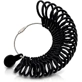 Ring Sizer Measuring Tool Kit,Ring Mandrel Stick,Ring Gauge Set and 2 Finger Sizing Belts, Accurate US Ring Size Measurer for Women Men, Jewelry Making, Engagement and Wedding Rings (1 Black)