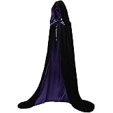 Charm&Cstay Velvet Cloak with Hood Women, Reverse Medieval Hooded Cloak