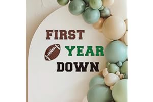 RAMCIYO First Year Down Decal - Football Birthday Backdrop Sign, Boy 1st Birthday Party Decor