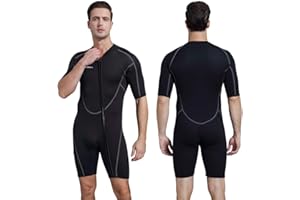 Seaskin Mens 3mm Shorty Wetsuit Womens, Full Body Diving Suit Front Zip Wetsuit for Diving Snorkeling Kayaking Swimming
