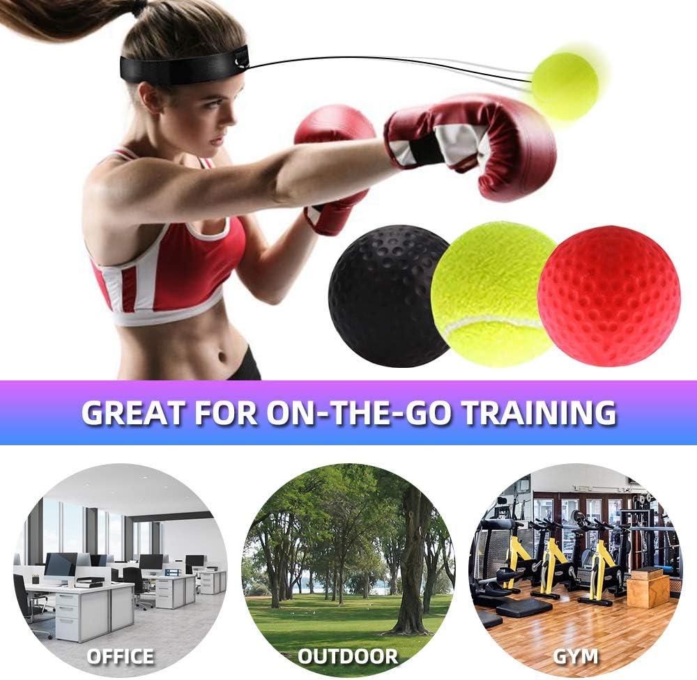 Boxing Reflex Ball - Boxing Training Ball 3 Difficulty Level Boxing Ball with Headband, Suit for Reaction, Agility, Punching Speed, Fight Skill and Hand Eye Coordination Training : Sports & Outdoors