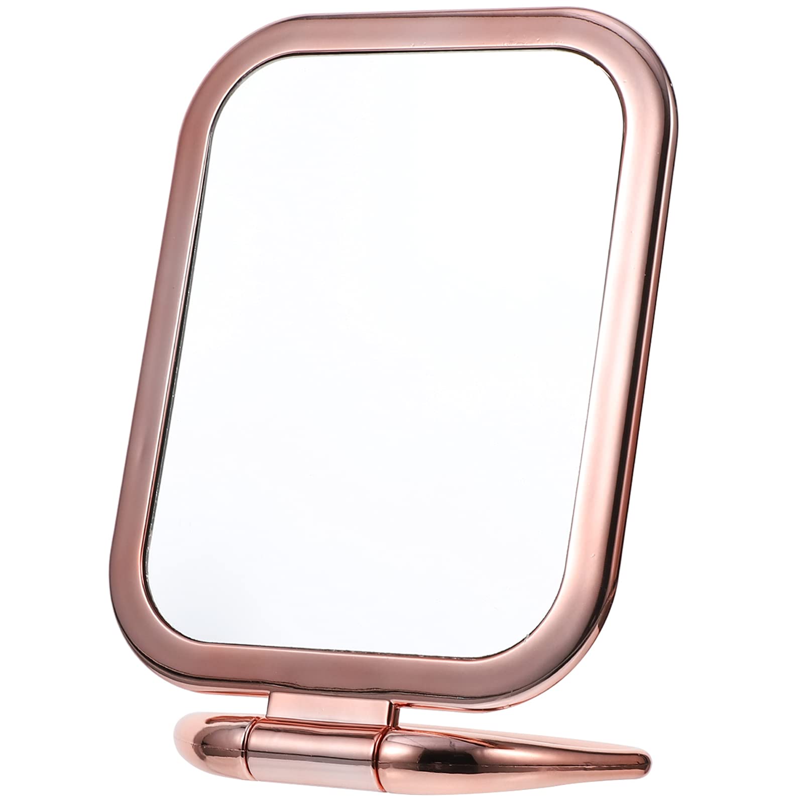 OSALADI Cosmetic Mirror Tabletop Makeup Mirror Double Sided 360 Degree Swivel Magnifying Folding Portable Travel Makeup Vanity for Women Tabletop, Rose Gold Vintage