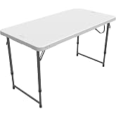 LIFETIME Fold-in-Half Adjustable Folding Table, 4-Foot